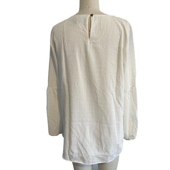 NWT Investments Petites Long Sleeve Cream Tunic Blouse Small - Picture 3 of 8
